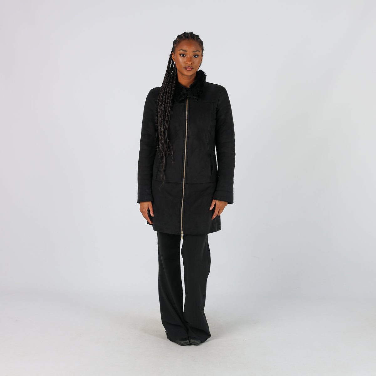 Black Y2K Afghan Coat (S)