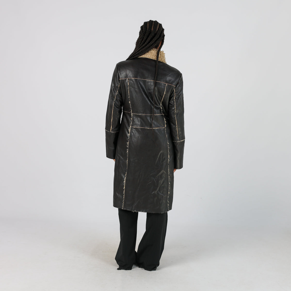 Brown Y2K Leather Jacket Faux (S)