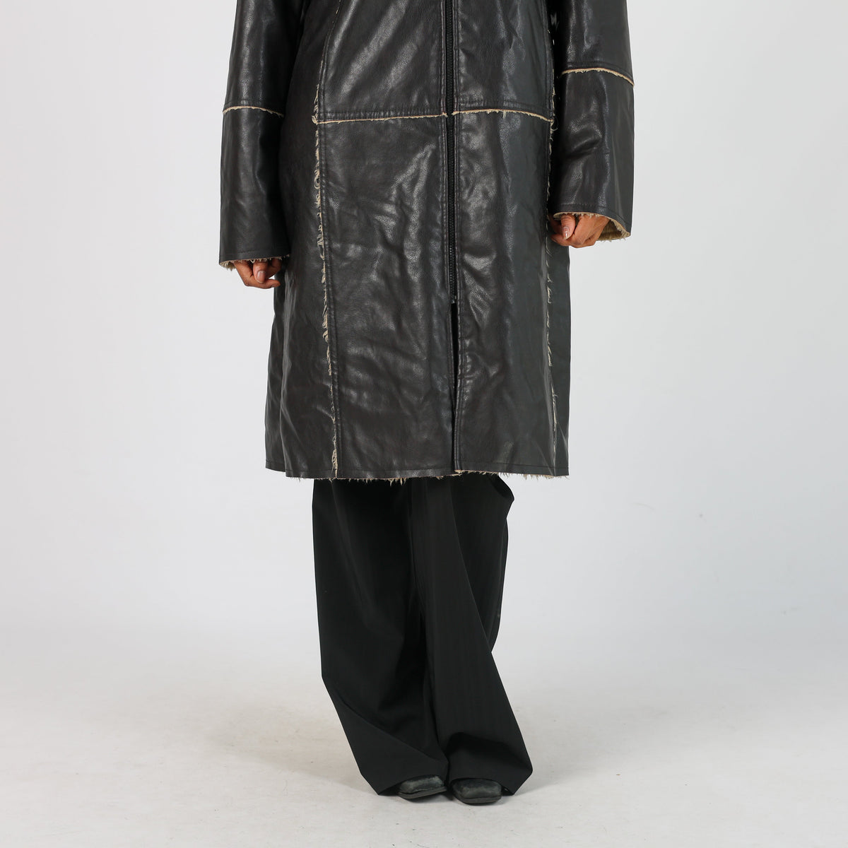 Brown Y2K Leather Jacket Faux (S)