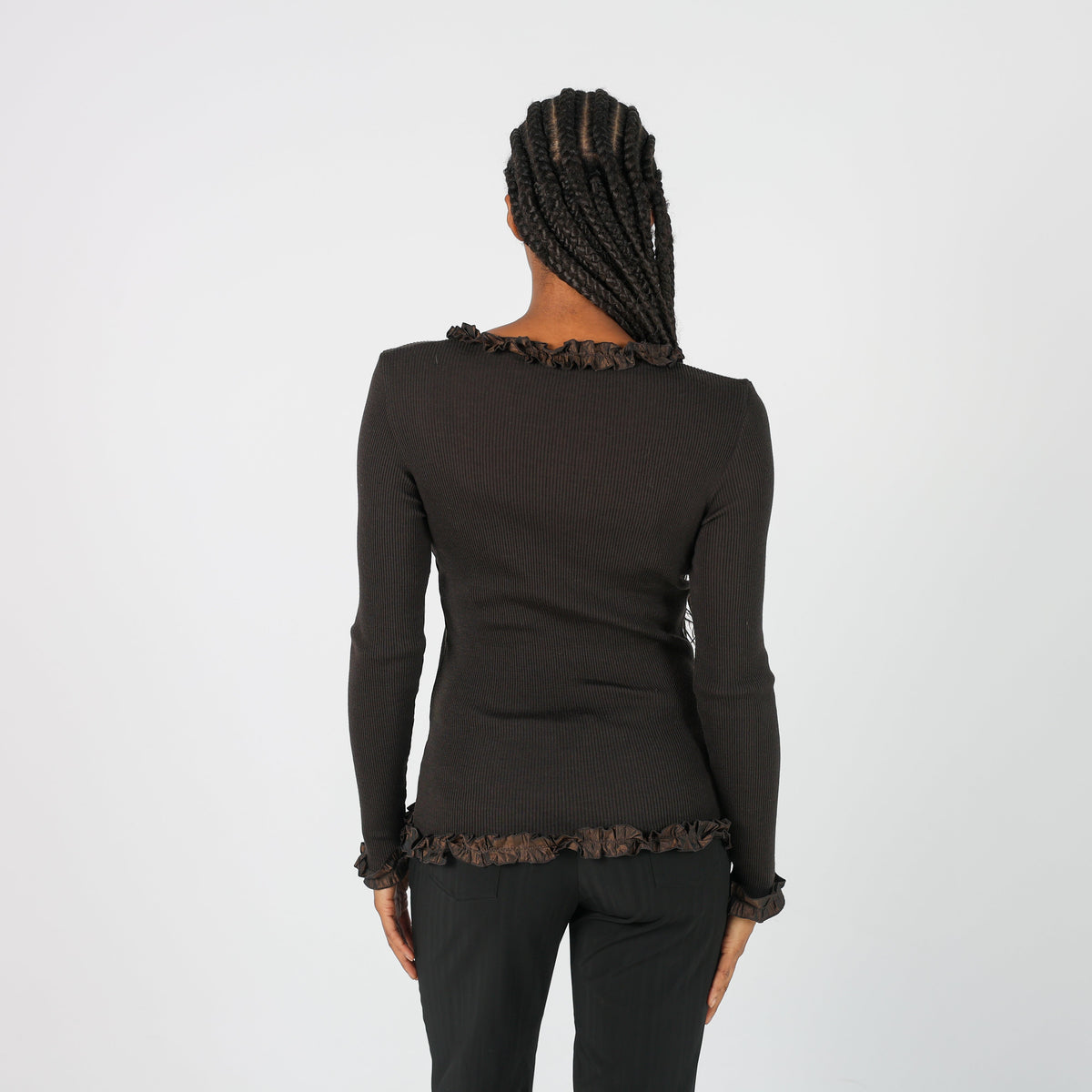 Brown Y2K Made in Italy Long Sleeve Top (XS)