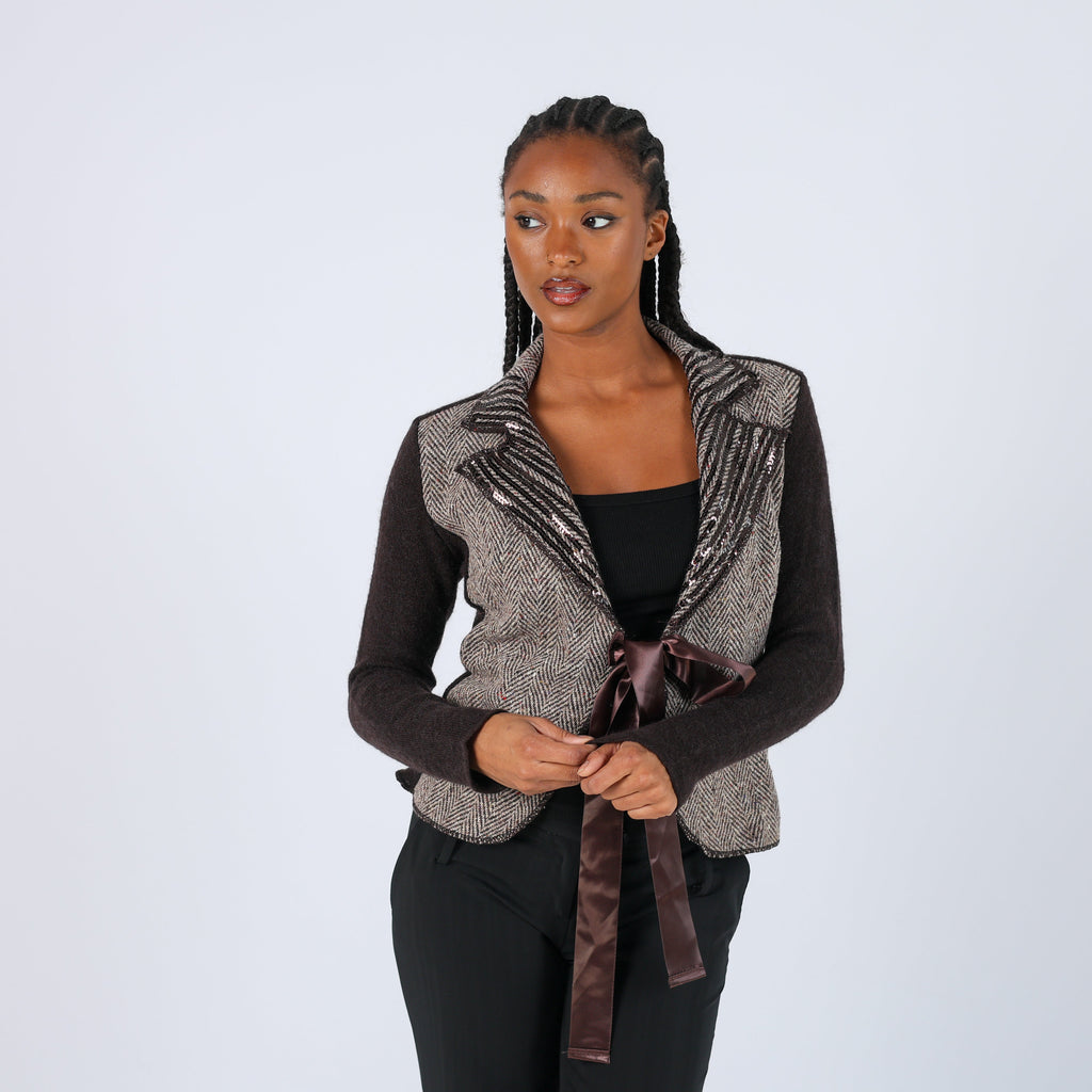 Brown Y2K Specchio Knitted Top (M)