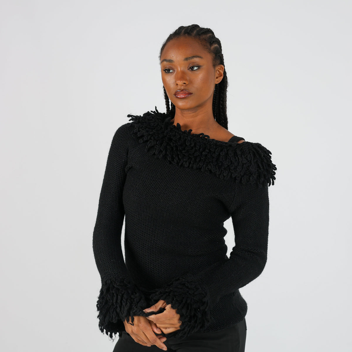 Black Y2K Made in Italy Knitted Jumper (S)
