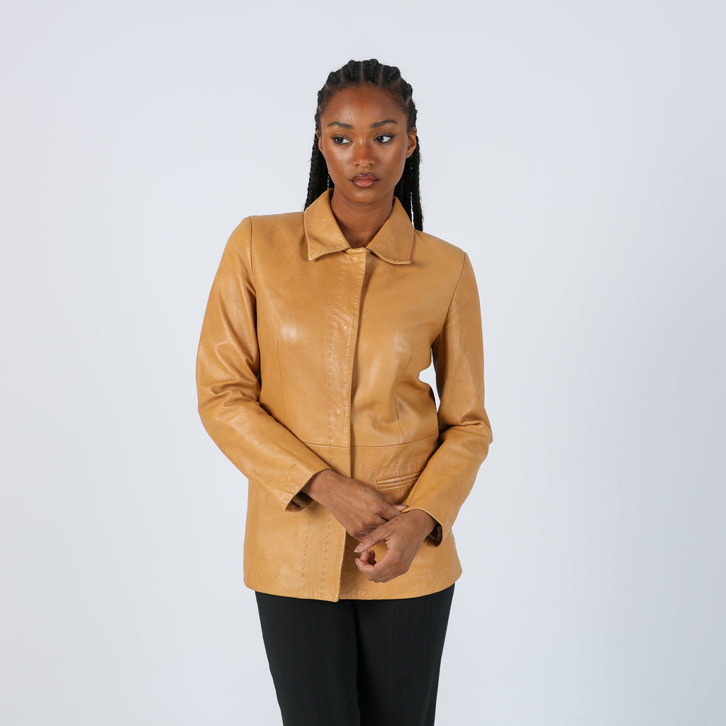 Tan 90s Vera Pelle Leather Jacket (S)