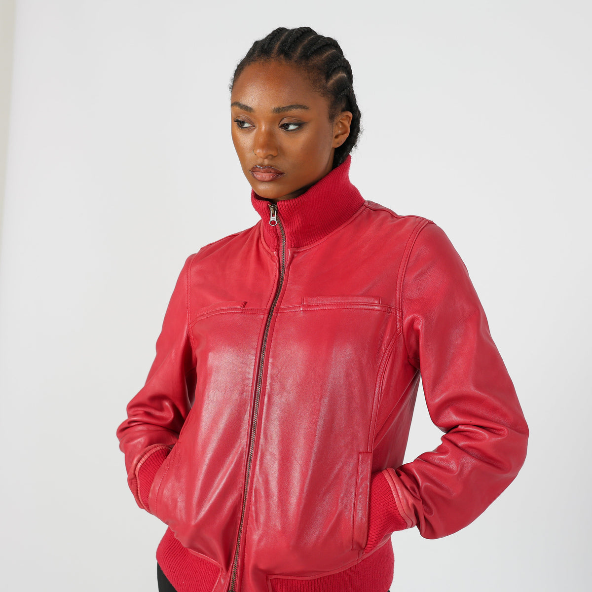 Red Y2K Sisley Leather Jacket (M)