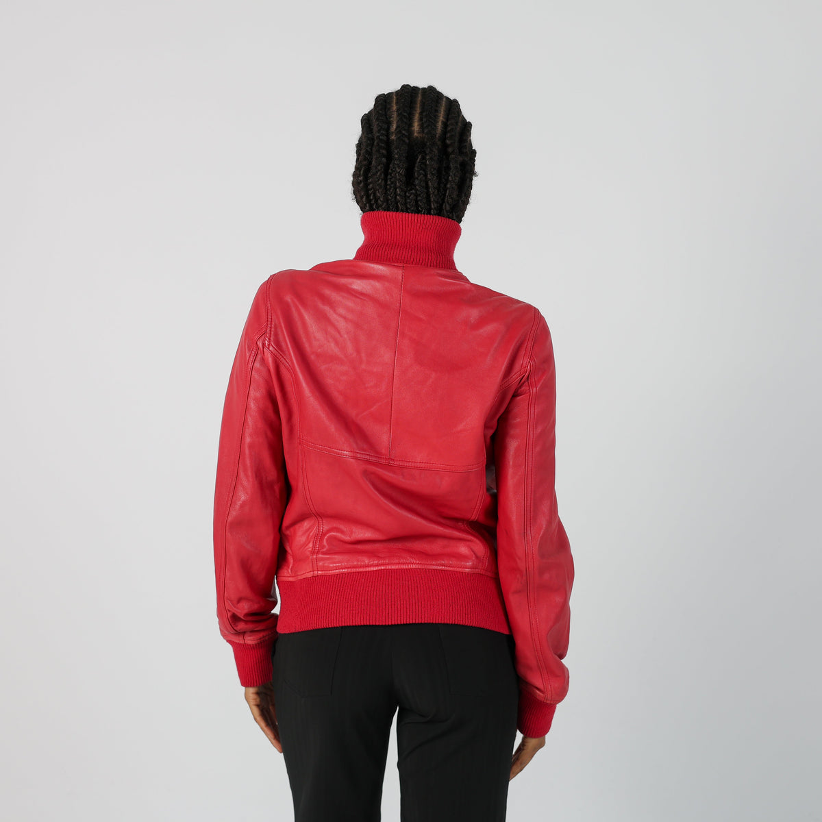 Red Y2K Sisley Leather Jacket (M)
