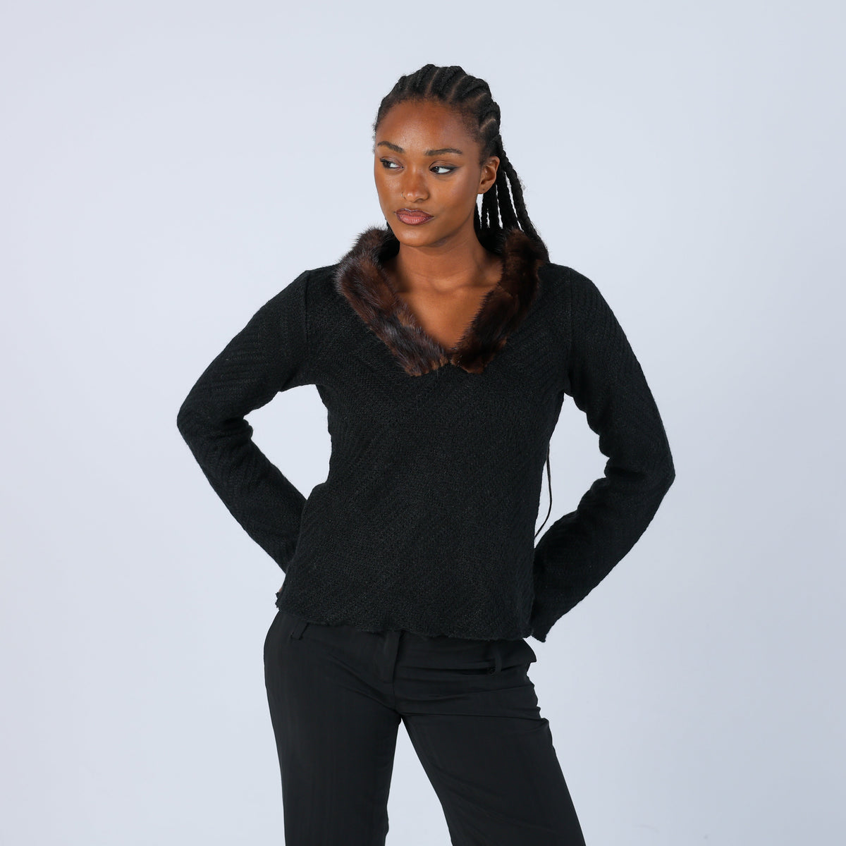 Black Y2K Made in Italy Knitted Jumper (M)