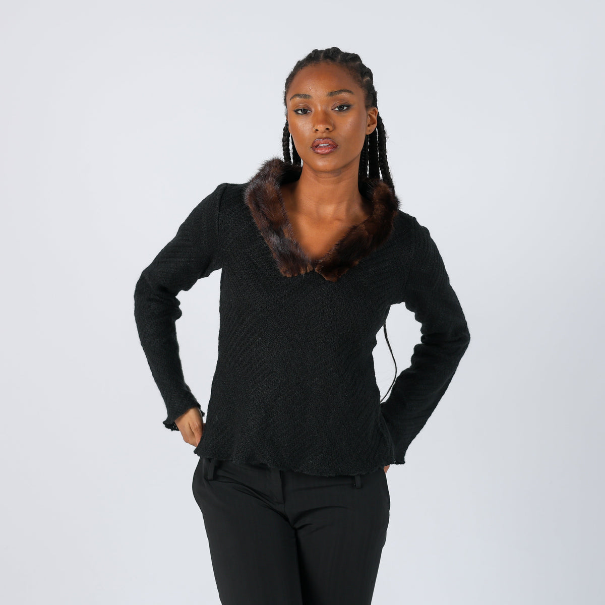 Black Y2K Made in Italy Knitted Jumper (M)