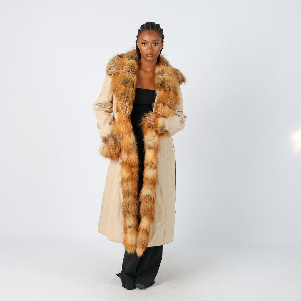 Beige Y2K Made in Italy Afghan Coat Faux fur (M)