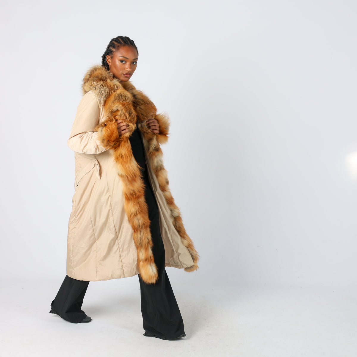 Beige Y2K Made in Italy Afghan Coat Faux fur (M)