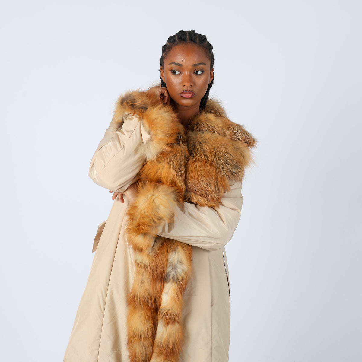 Beige Y2K Made in Italy Afghan Coat Faux fur (M)