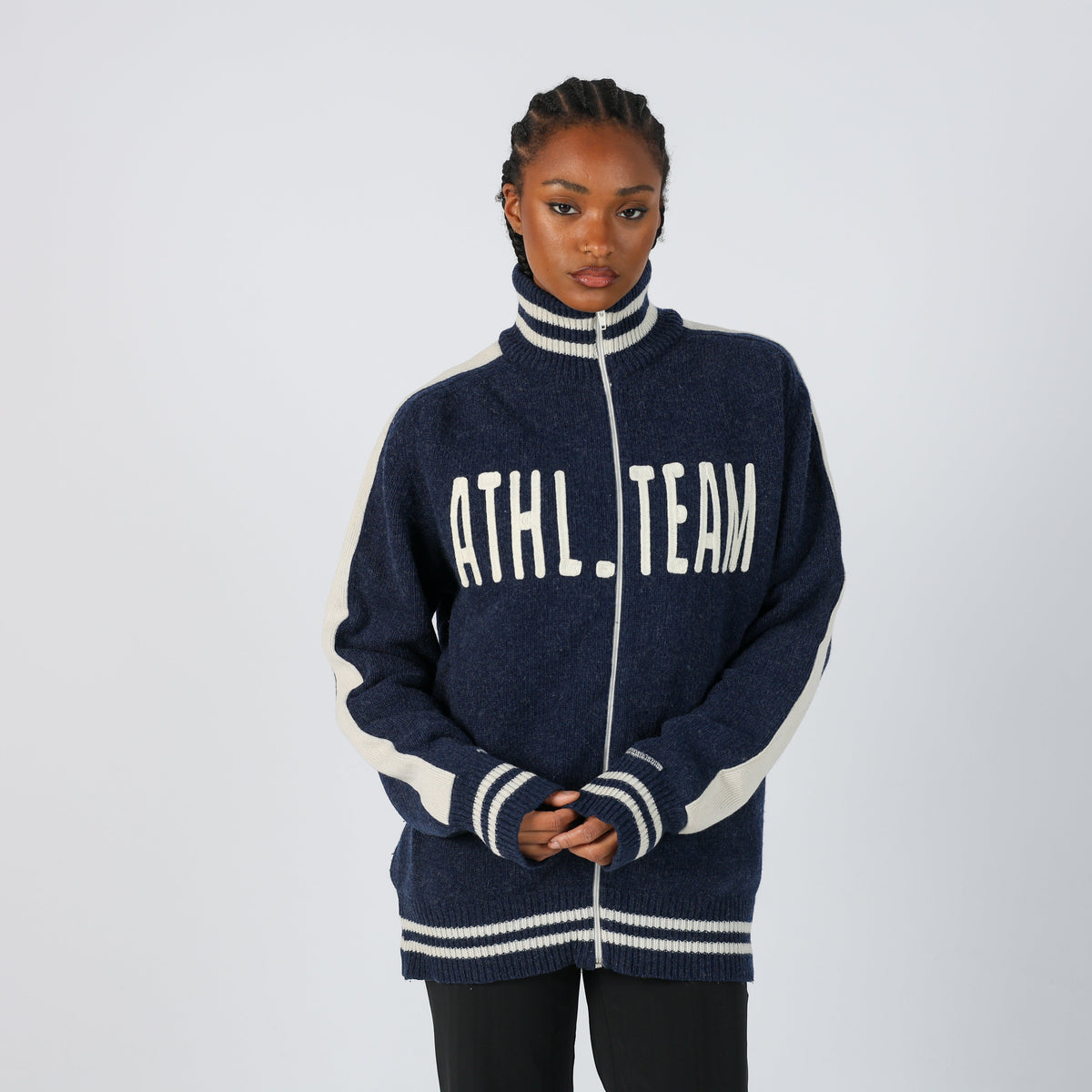 Navy Blue Y2K Knitted Jumper Wool blend (L)