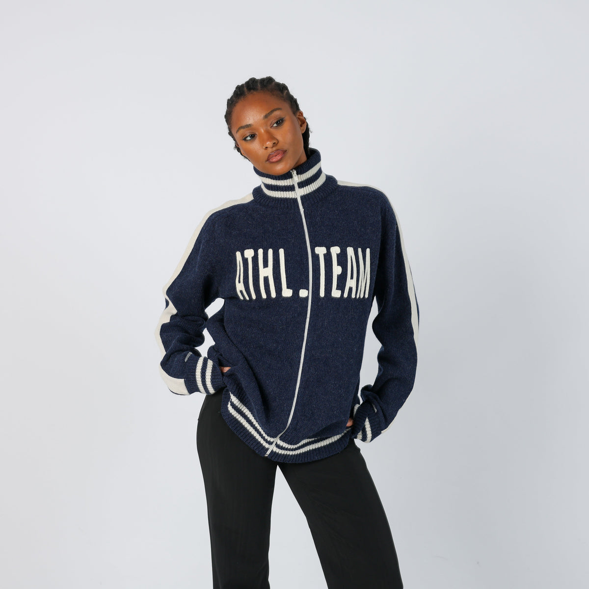 Navy Blue Y2K Knitted Jumper Wool blend (L)