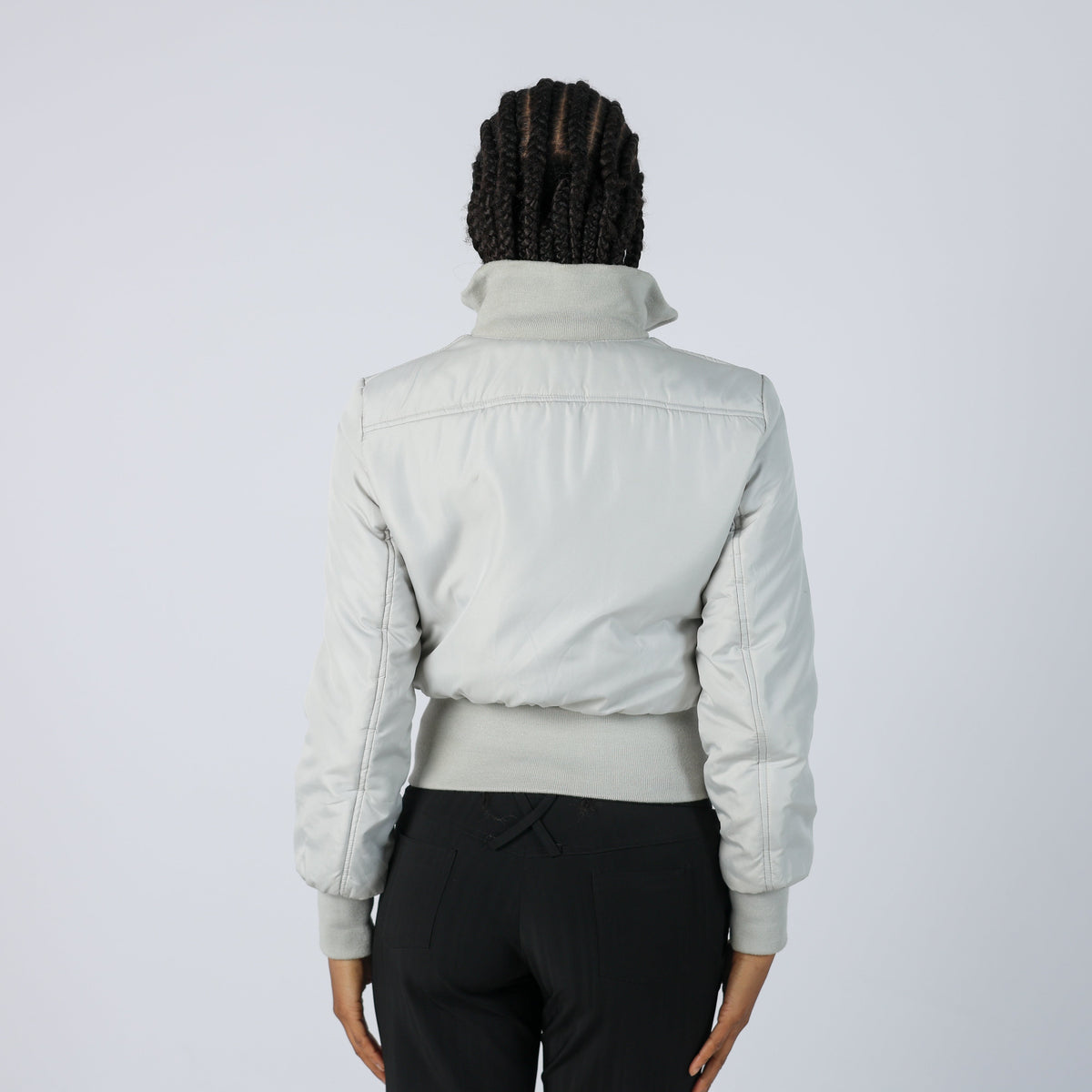 Light Grey Y2K Puffer Jacket (S)