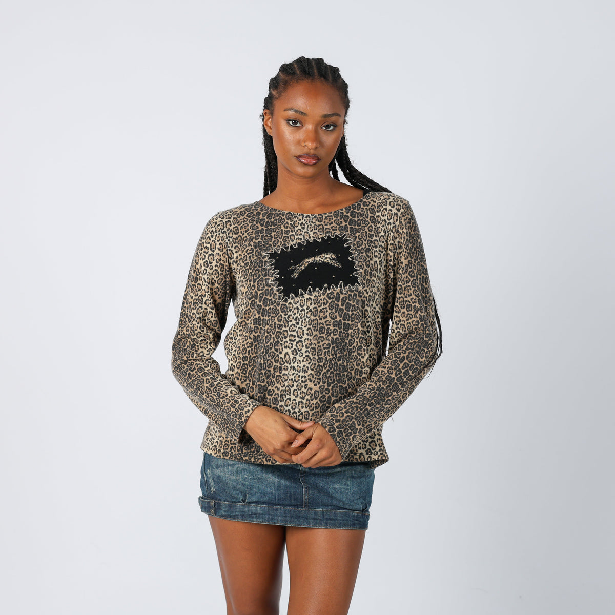 Tan Y2K Made in Italy Long Sleeve Top (M)
