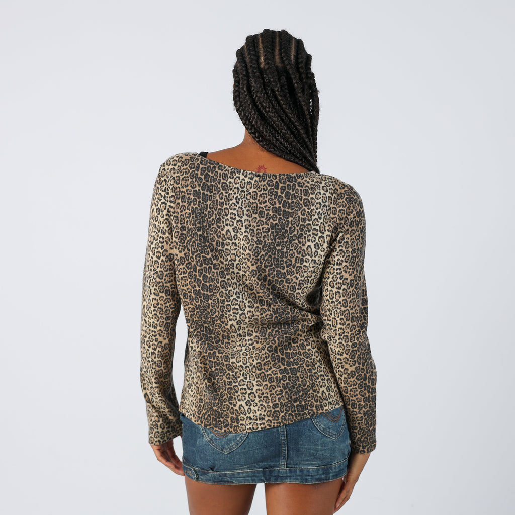 Tan Y2K Made in Italy Long Sleeve Top (M)