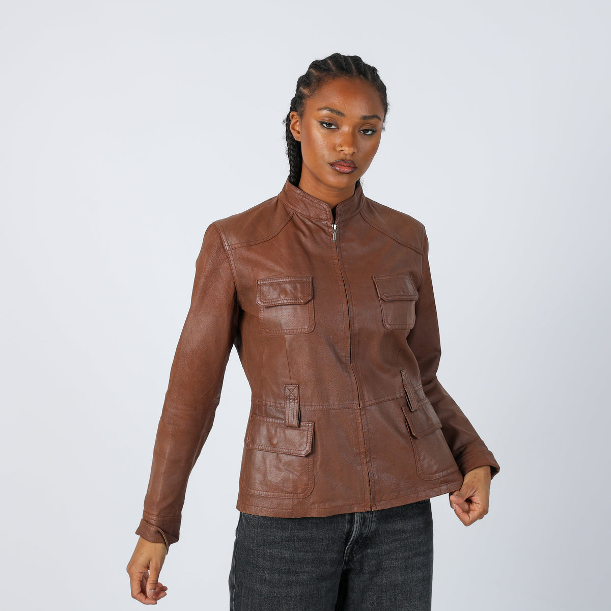 Brown 90s Conbipel Leather Jacket (M)