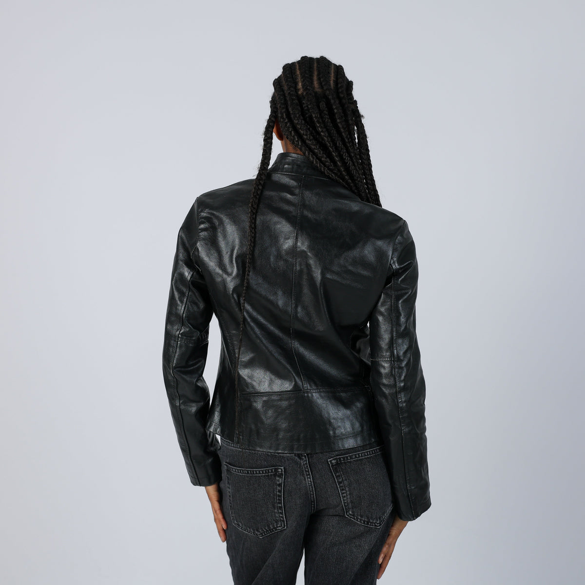 Black 90s Made in Italy Leather Jacket (M)