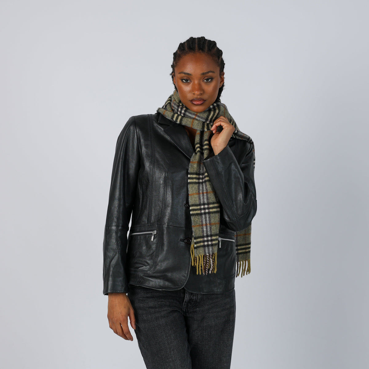 Black Y2K Leather Jacket (M)