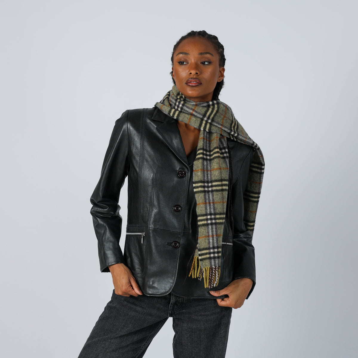 Black Y2K Leather Jacket (M)