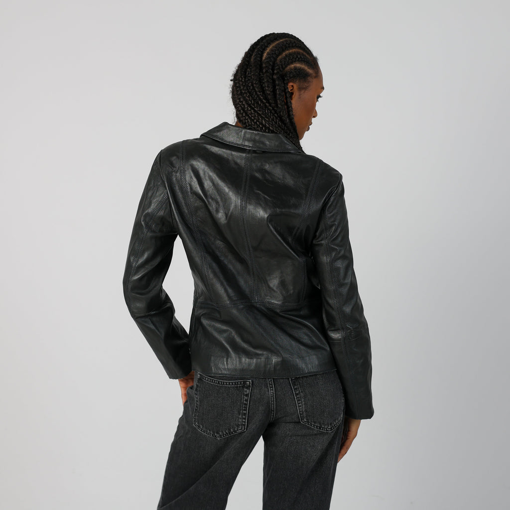 Black Y2K Leather Jacket (M)