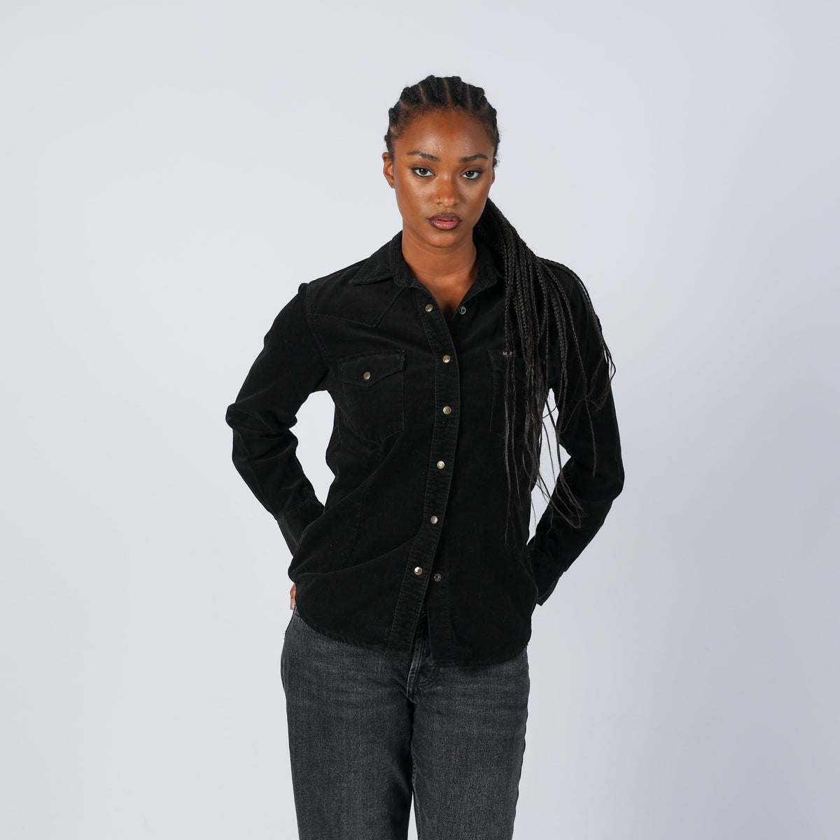 Black Y2K Lee Cord Jacket (S)