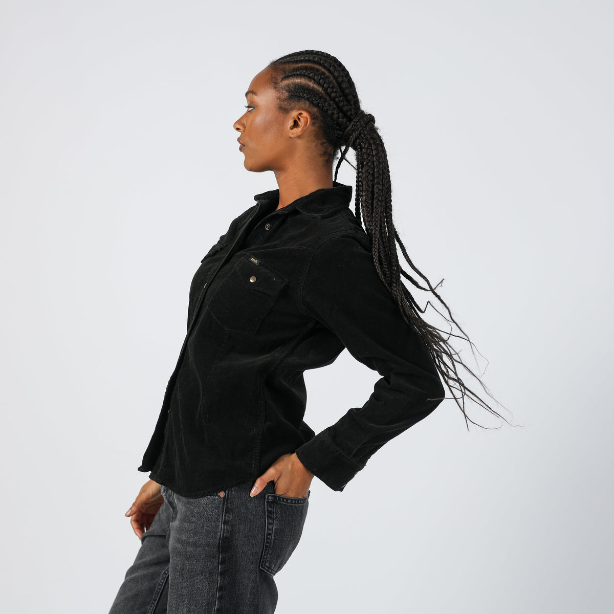 Black Y2K Lee Cord Jacket (S)