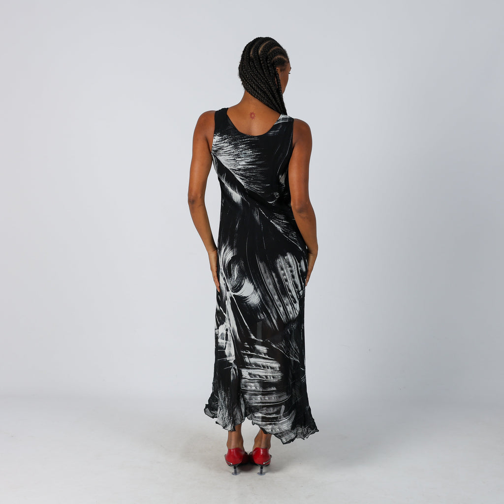 Black Y2K Made in Italy Woven Midi Dress (S)