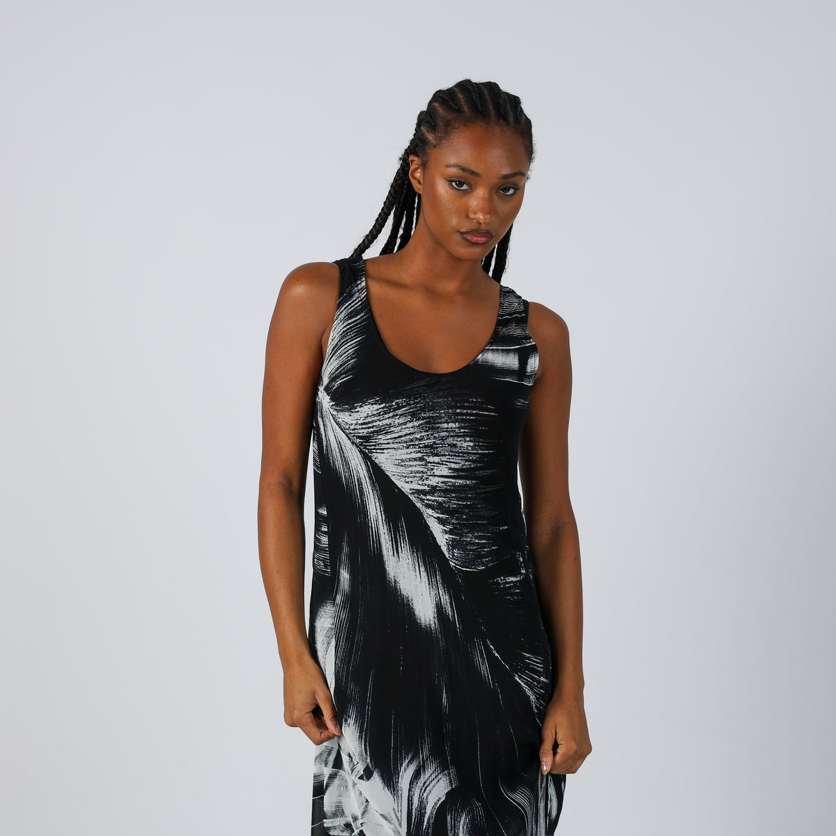 Black Y2K Made in Italy Woven Midi Dress (S)