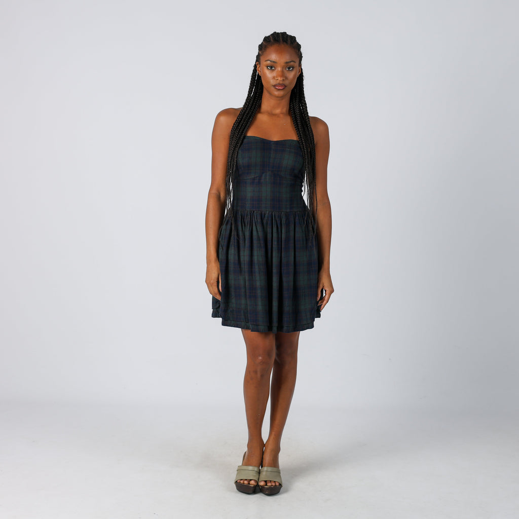 Dark Green Y2K Superdry Woven Mini Dress (S)