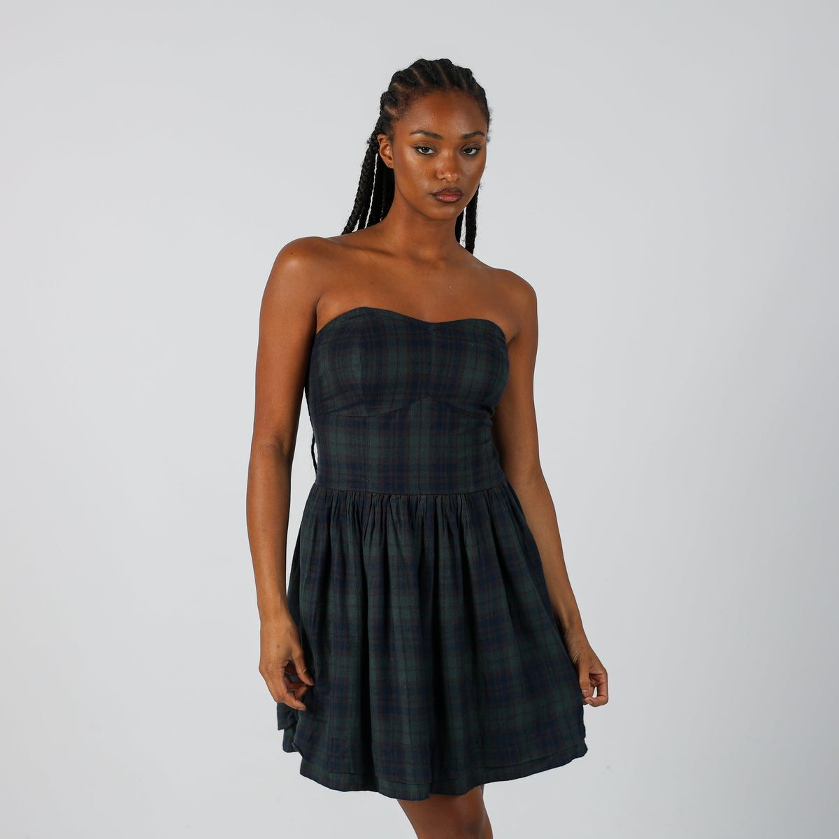 Dark Green Y2K Superdry Woven Mini Dress (S)