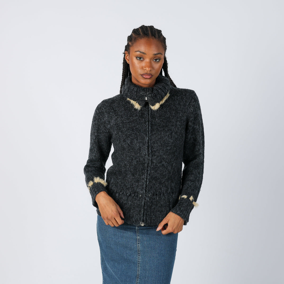 Charcoal Grey Y2K Knitted Jumper (S)