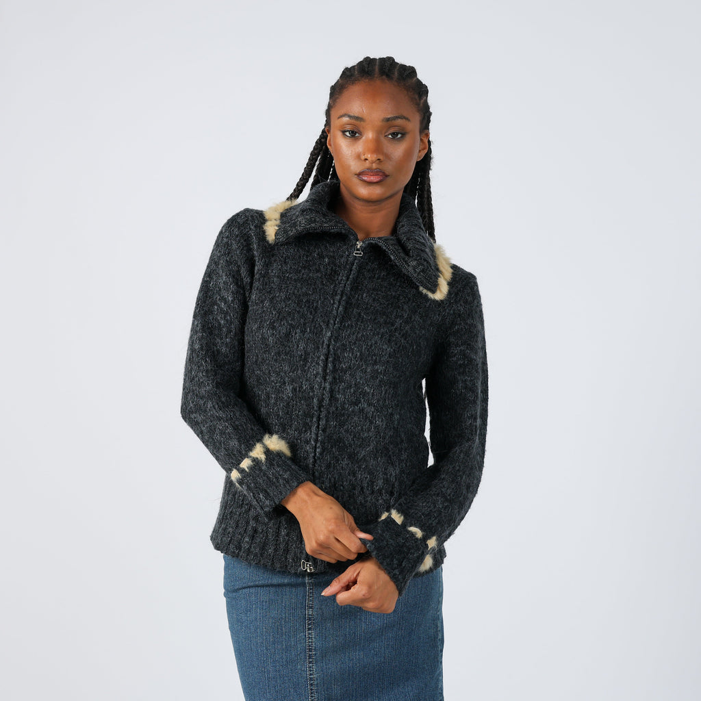 Charcoal Grey Y2K Knitted Jumper (S)