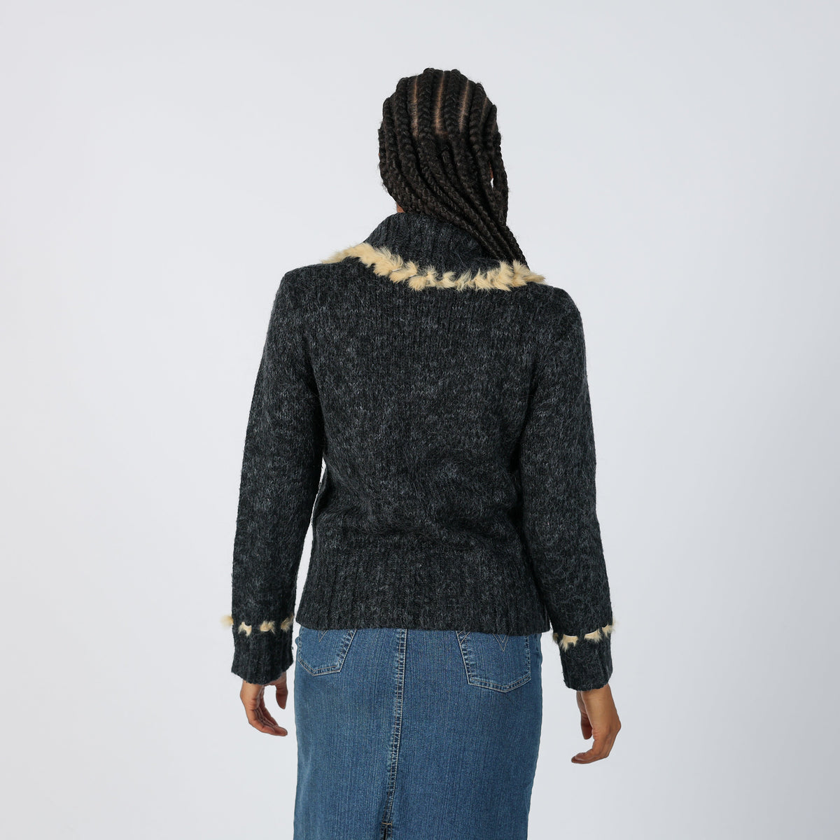 Charcoal Grey Y2K Knitted Jumper (S)