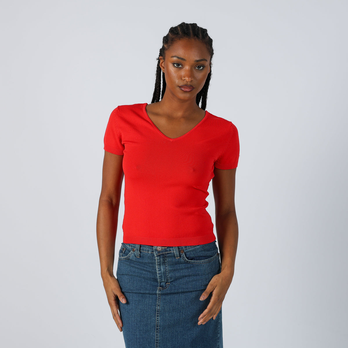 Red Y2K Just Woman Woven Top (S)