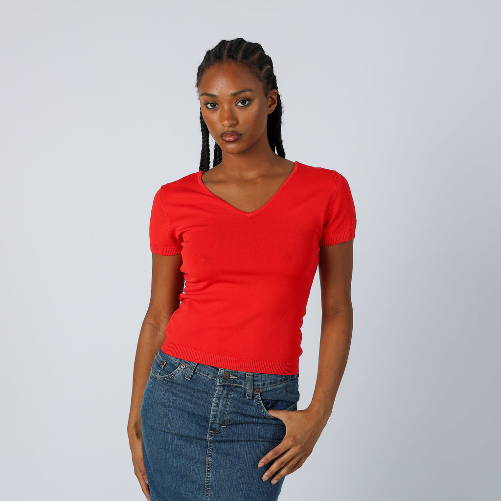 Red Y2K Just Woman Woven Top (S)