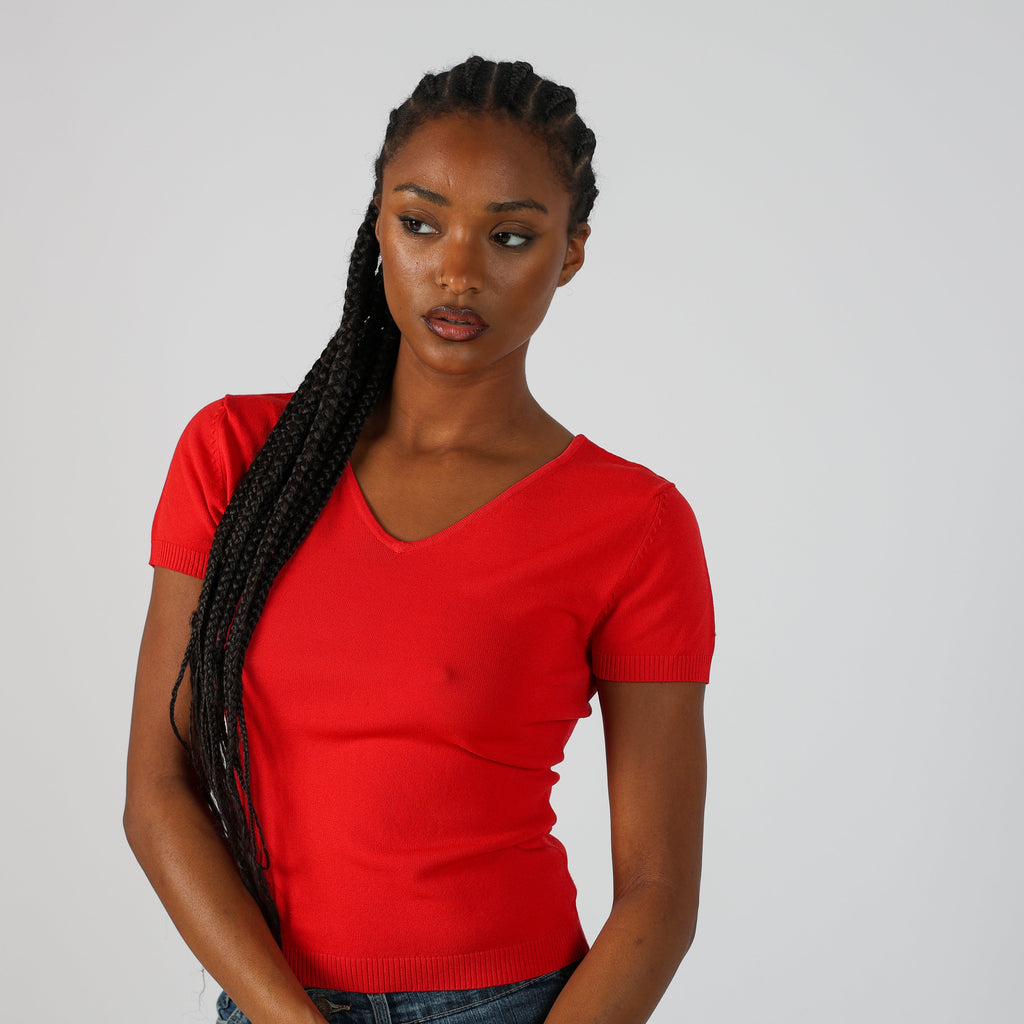 Red Y2K Just Woman Woven Top (S)