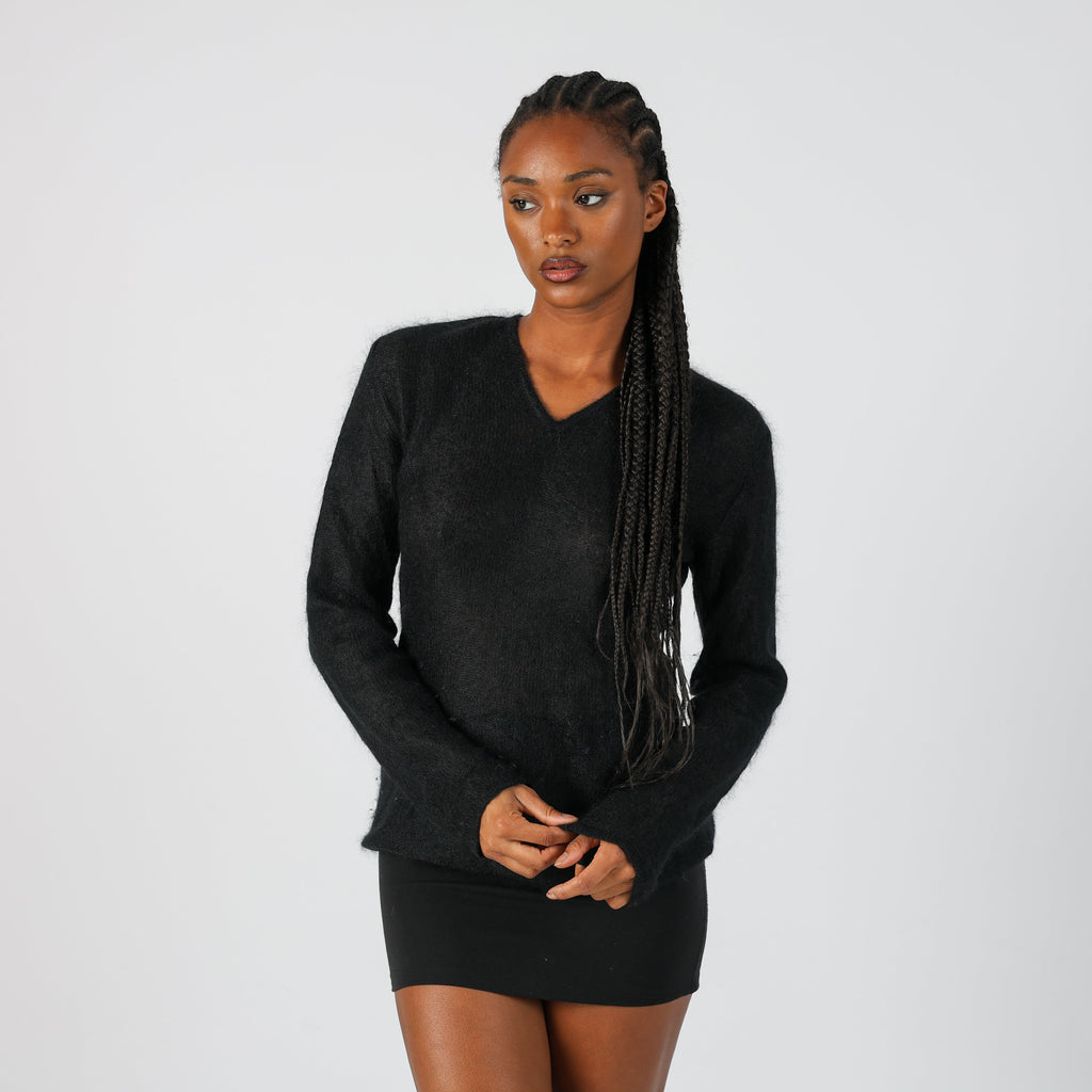 Black Y2K Knitted Jumper Mohair (S)