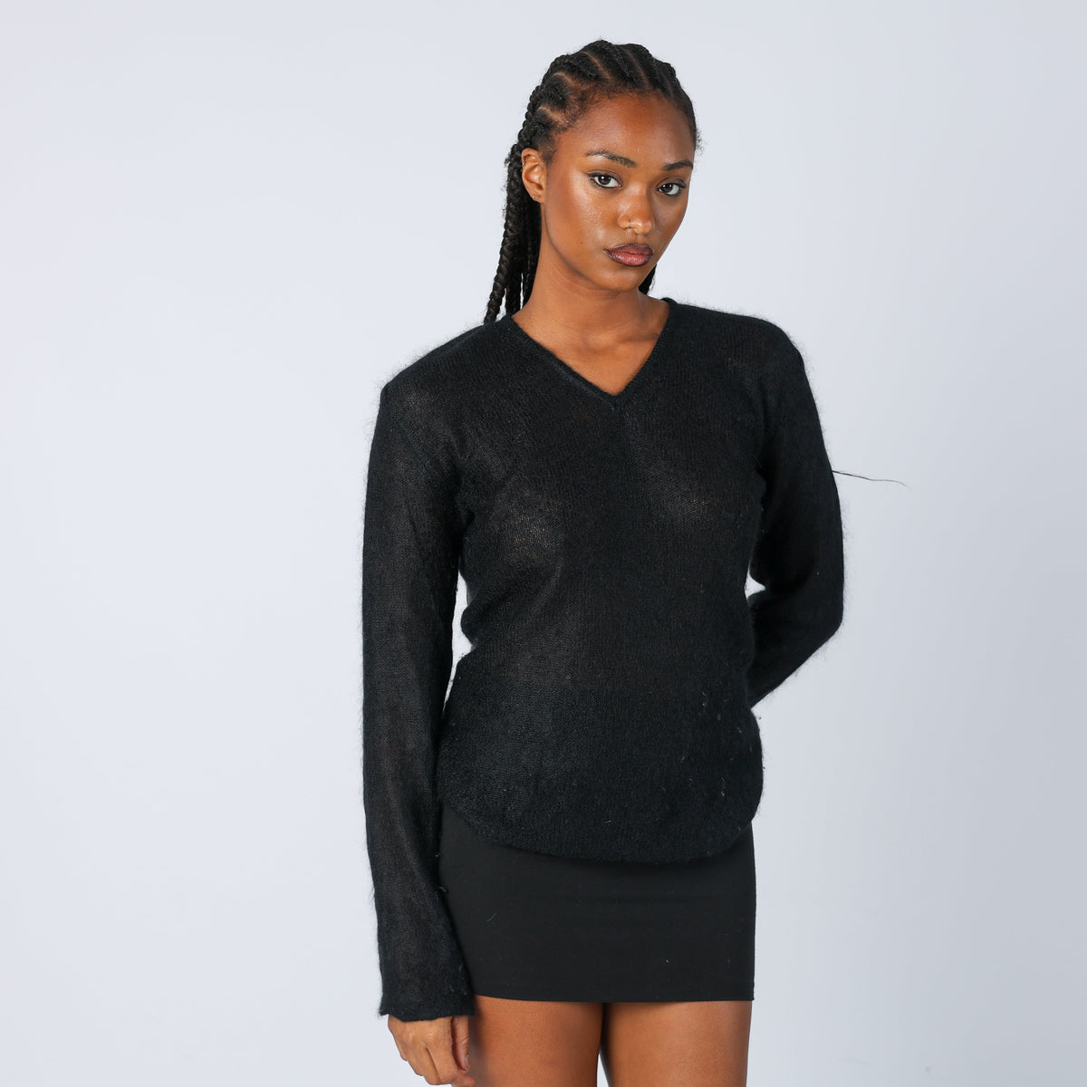 Black Y2K Knitted Jumper Mohair (S)