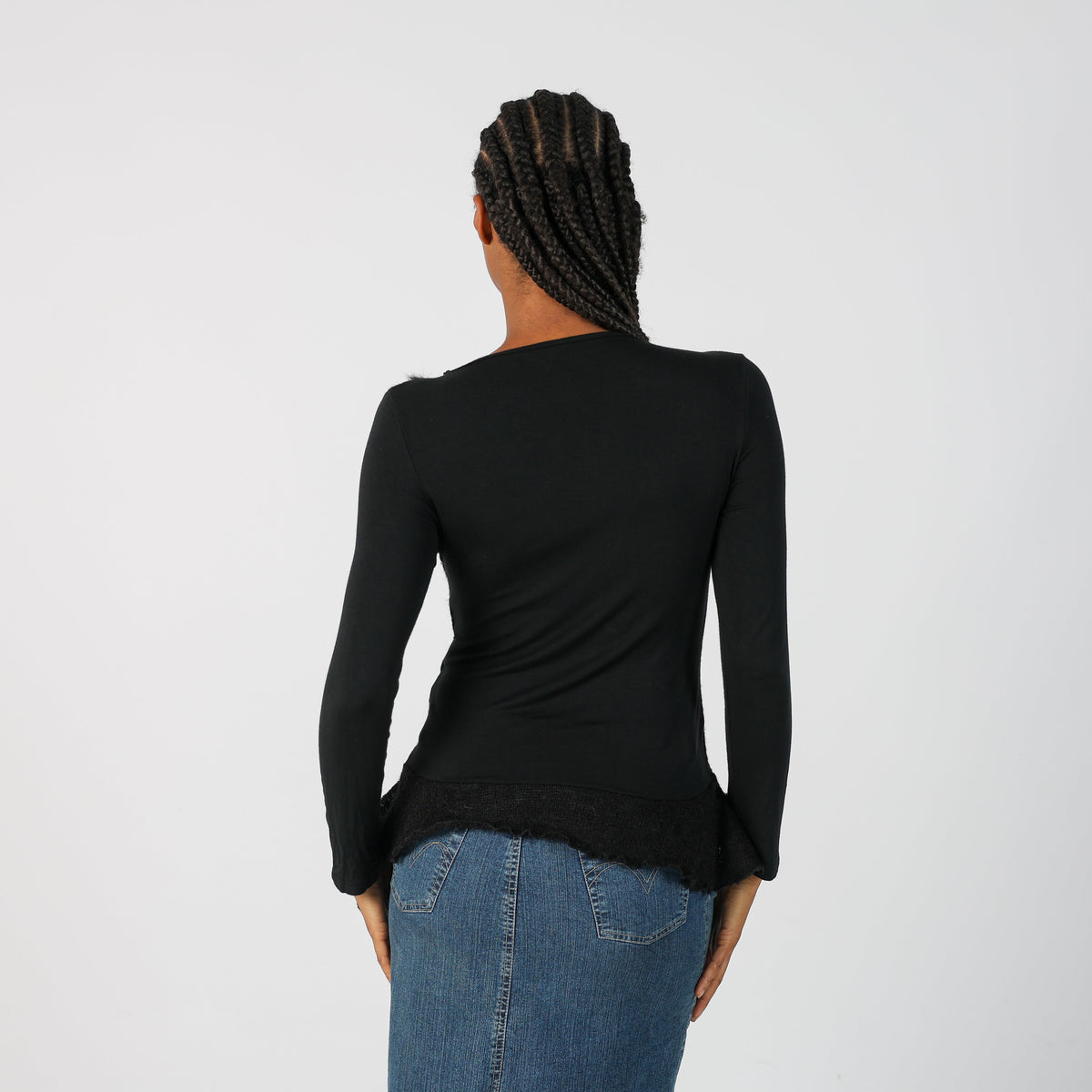 Black Y2K Made in Italy Long Sleeve Top (S)
