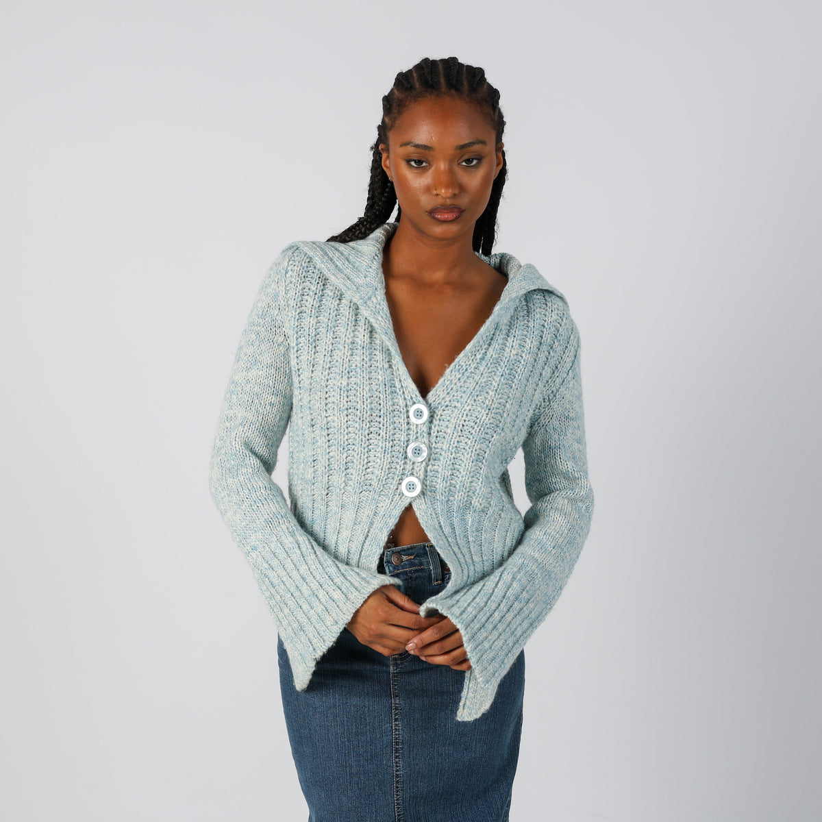 Light Blue Y2K Made in Italy Knitted Jumper (M)
