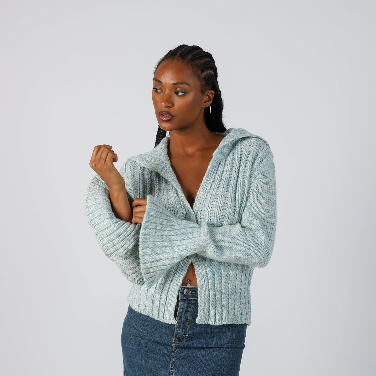 Light Blue Y2K Made in Italy Knitted Jumper (M)