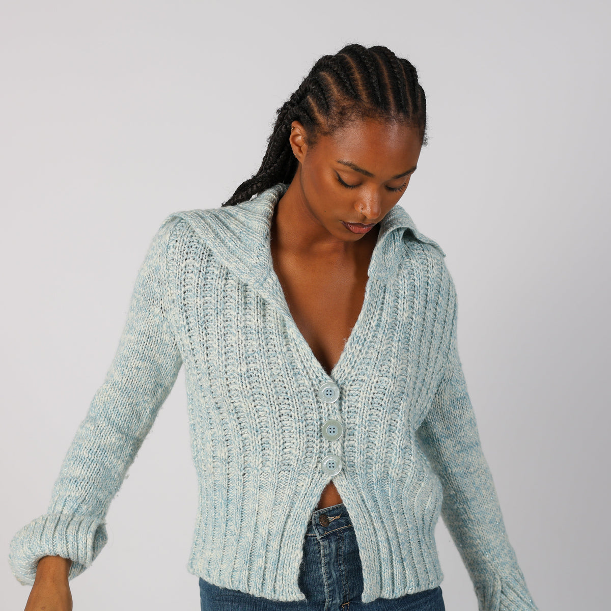 Light Blue Y2K Made in Italy Knitted Jumper (M)
