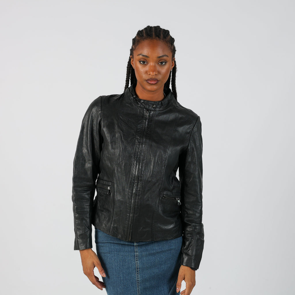 Black Y2K Conbipel Leather Jacket (M)