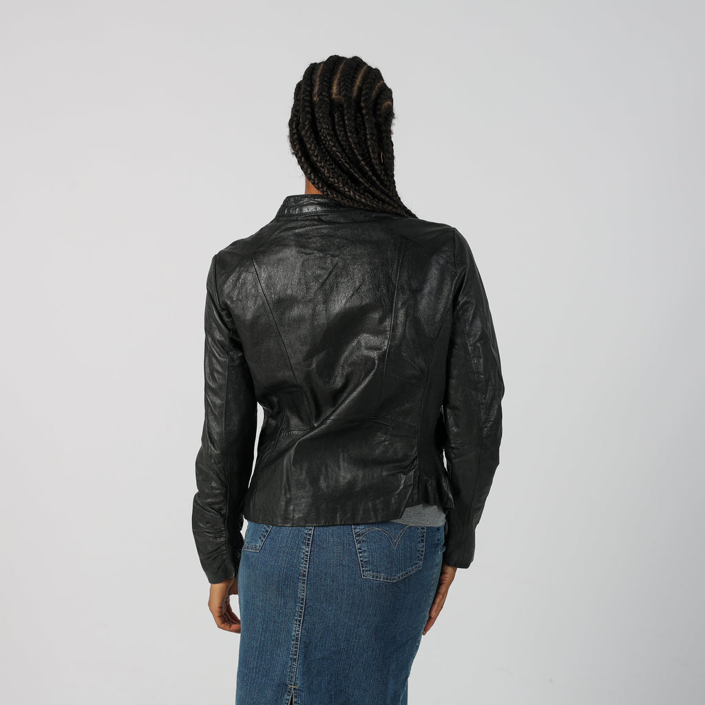 Black Y2K Conbipel Leather Jacket (M)