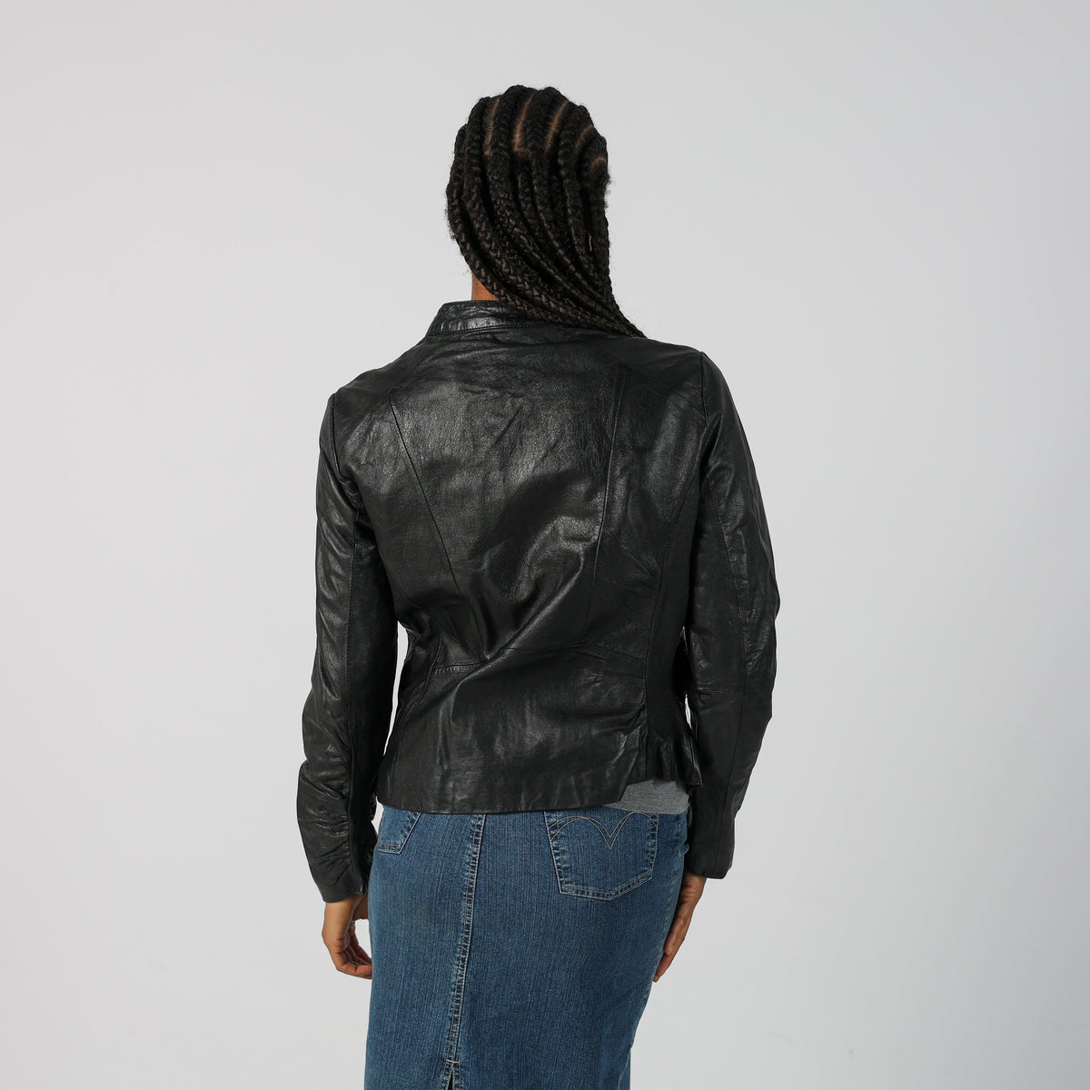 Black Y2K Conbipel Leather Jacket (M)
