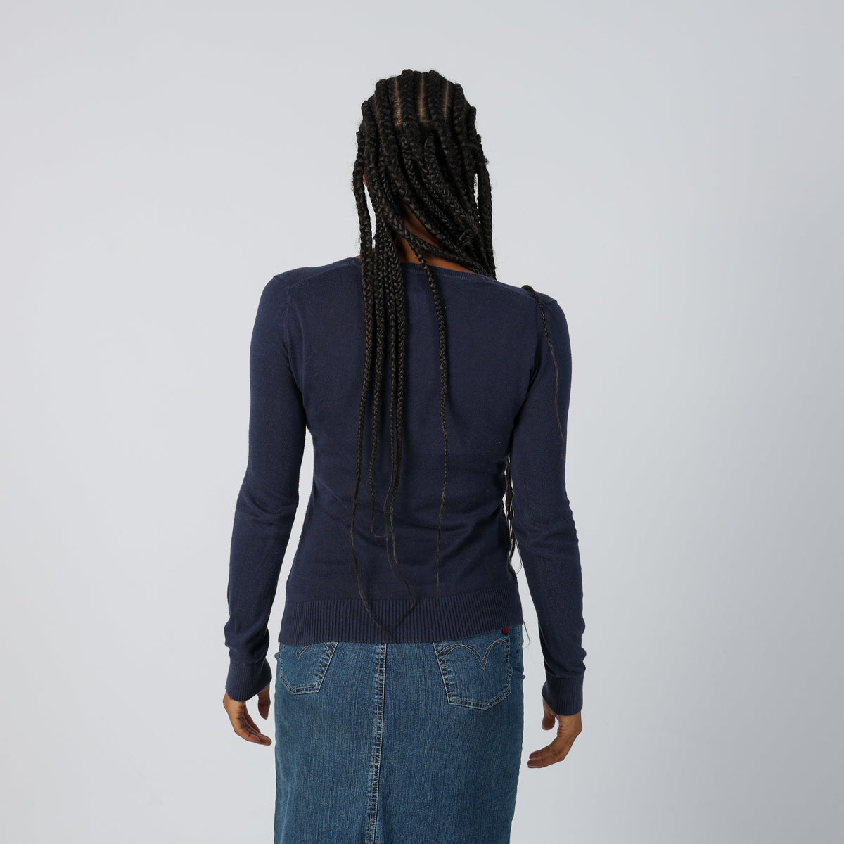 Navy Blue Y2K Tommy Hilfiger Knitted Jumper (S)