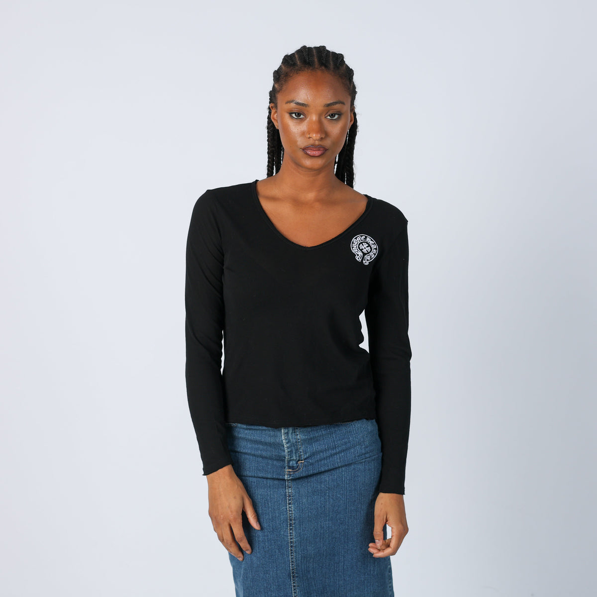 Black Y2K Long Sleeve Top (S)