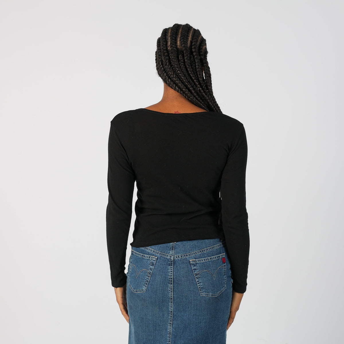 Black Y2K Long Sleeve Top (S)