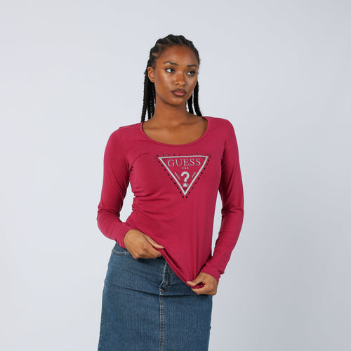 Pink Y2K Guess Long Sleeve Top (S)