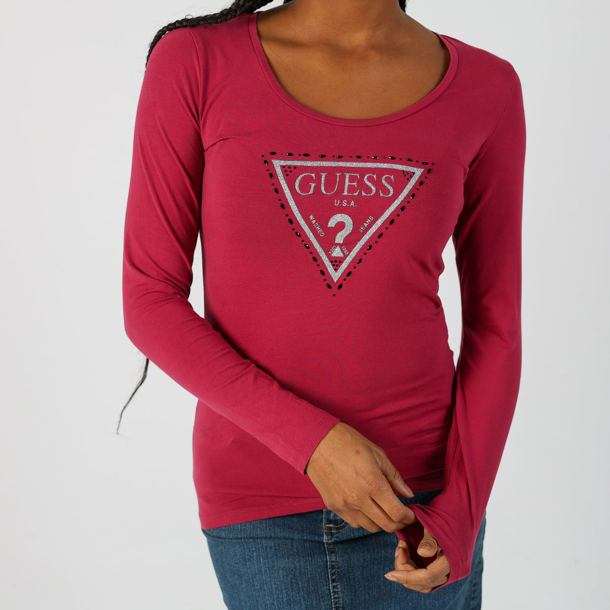 Pink Y2K Guess Long Sleeve Top (S)
